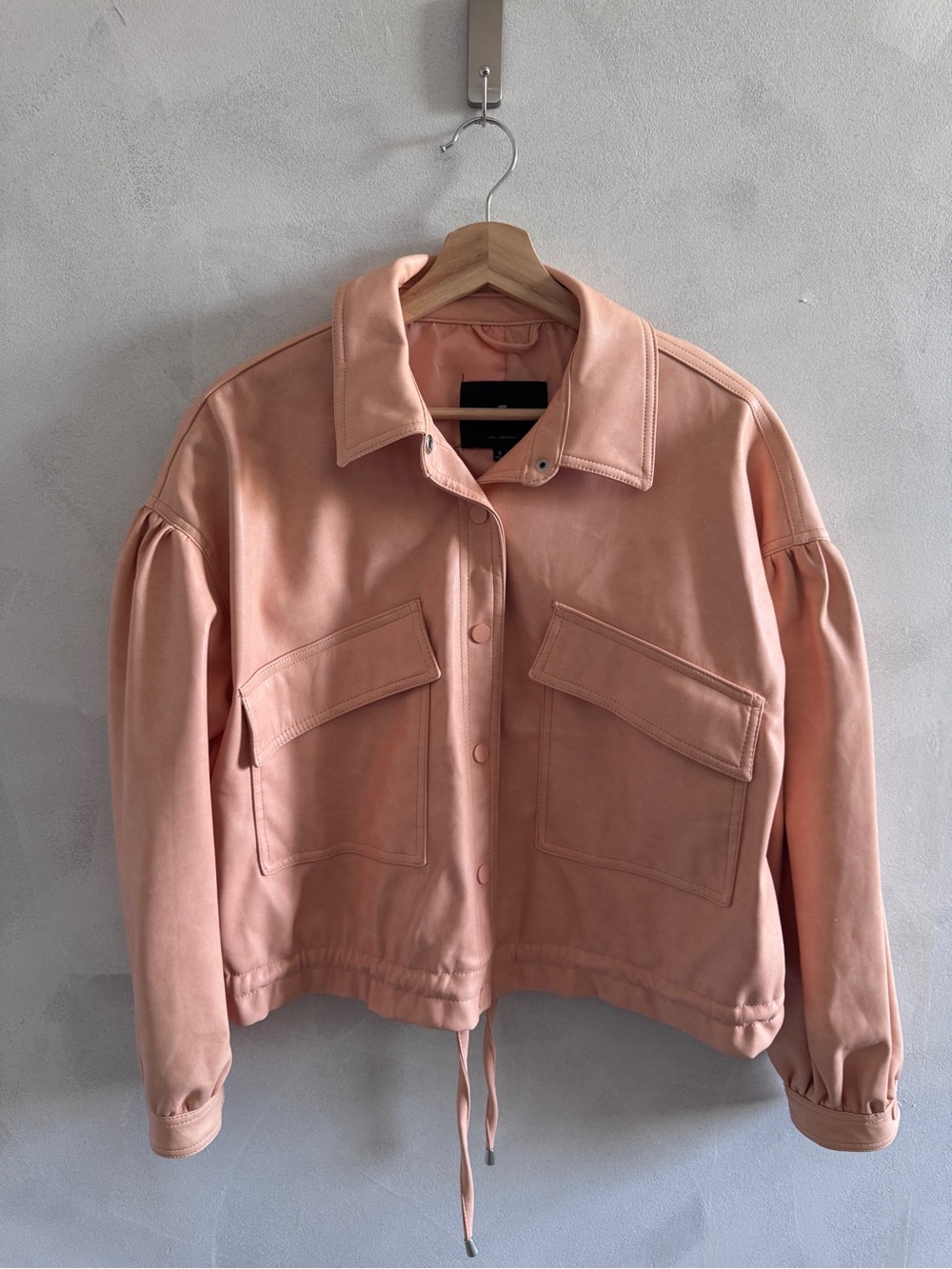 7 For All Mankind Women's - Faux Leather Crop Bomber Jacket - Peach - Small